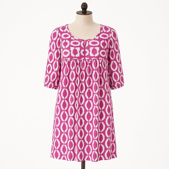 Milly Pink & White Jersey Dress Geometric Print Sz Medium Short Sleeves Preppy - Picture 1 of 7